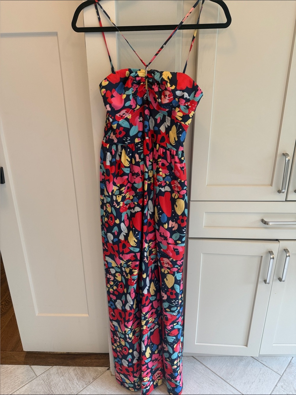 Pink Lily Navy Floral Strap Maxi Dress - Multicolor Print